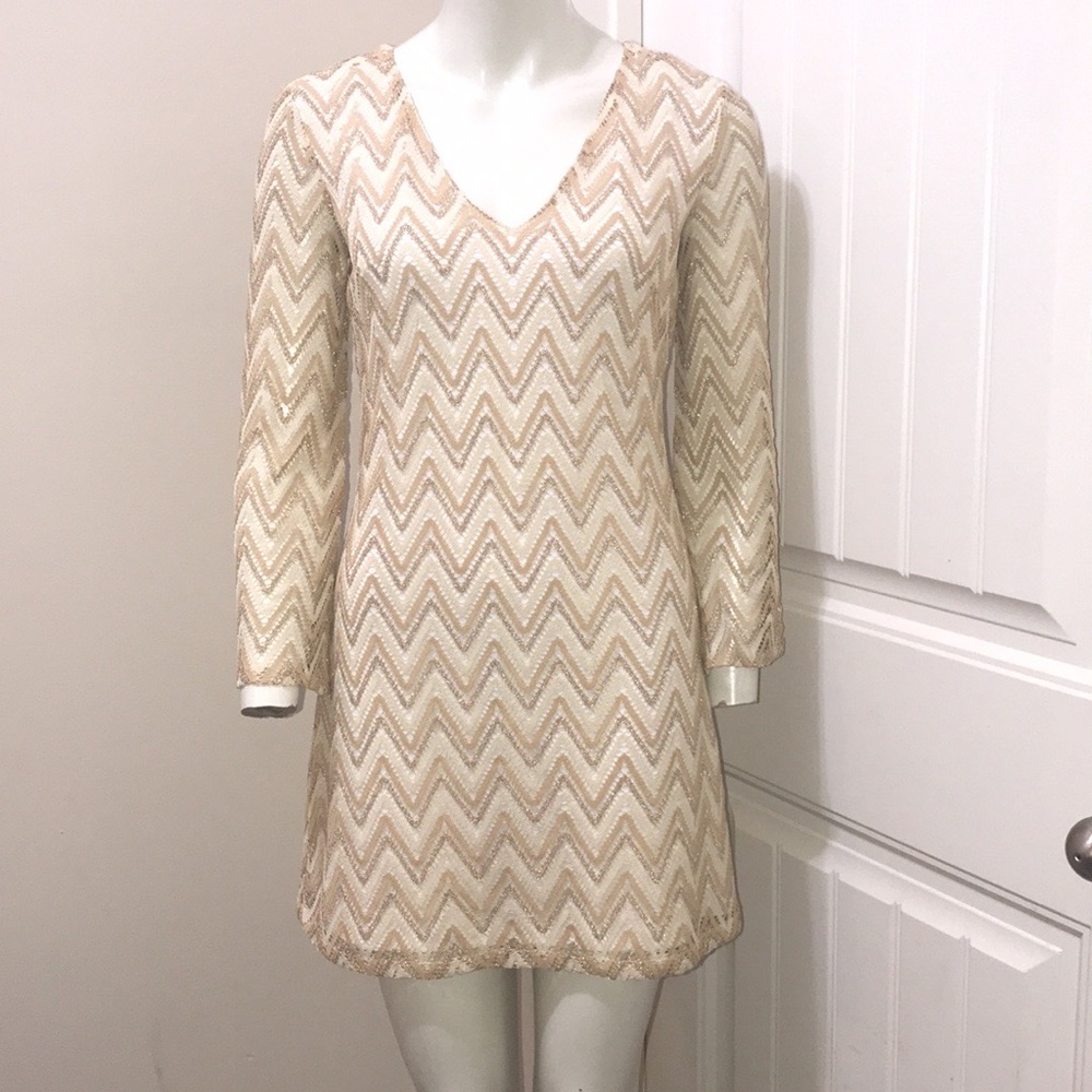 Lilly Pulitzer  Gold  Metallic Lace Dress Size small